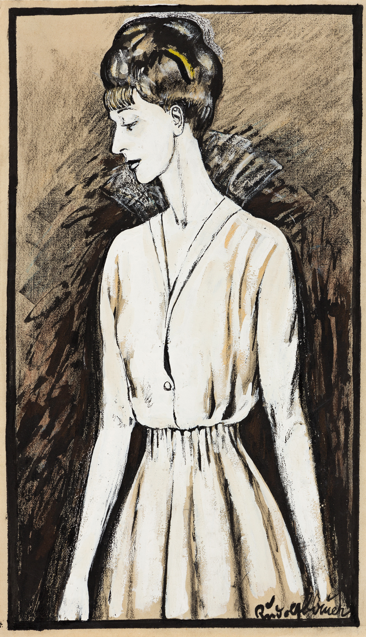 RUDOLF BAUER (1889 - 1953, GERMAN/AMERICAN) Untitled, (Three Quarter Female Portrait).